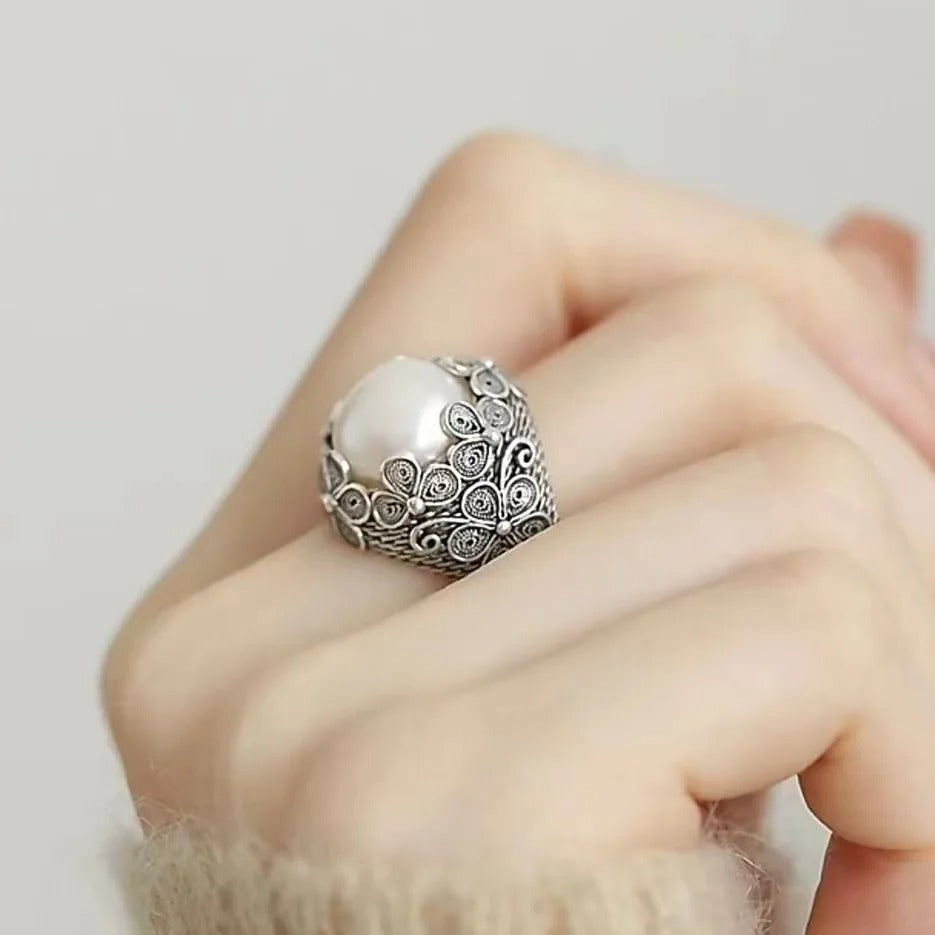 Silver Rings vintage Flowers High Quality For Women Fine Wedding Jewelry Accessories Party Gifts