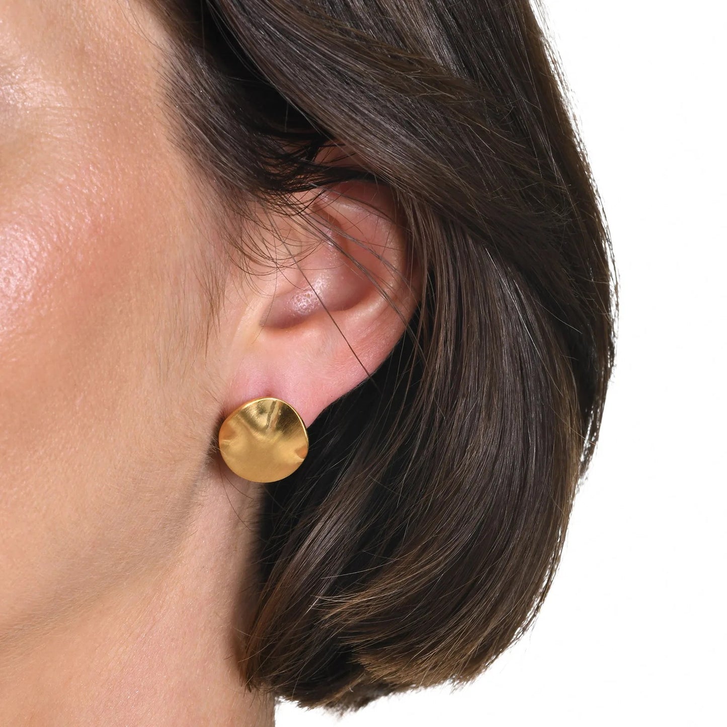 Trendy Gold Round Stud Earrings for Women Stainless Steel Irregular Circle Wedding Party Jewelry Gift