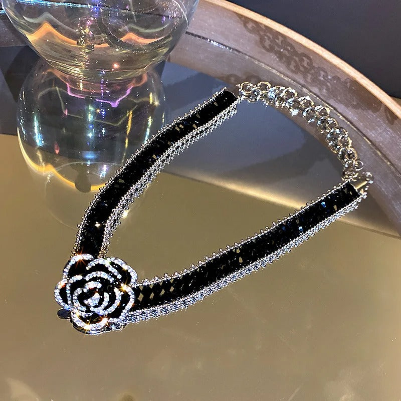 High Quality Black Crystal Choker Necklace Women Wedding Jewelry