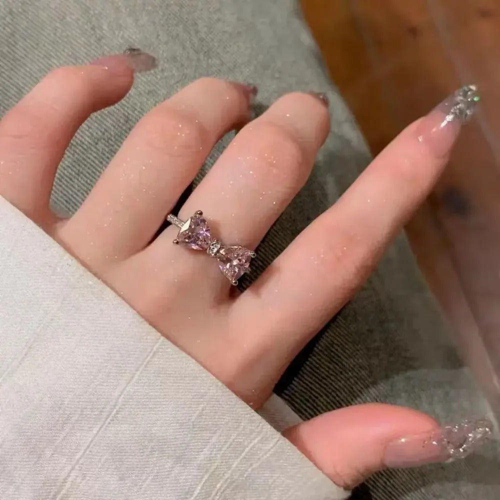 Fashion Bowknot Adjustable Finger Ring – Sweet Open Band Bow Ring for Women & Girls