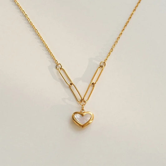 Stainless steel shell pendant necklace women's fashion heart necklace jewelry