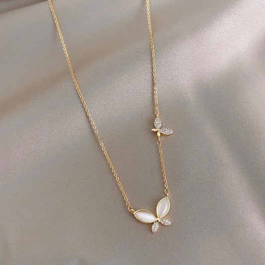 316L Stainless Steel Butterfly Necklace Light Luxury Small Clavicle Chain Ladies Fashion Exquisite Jewelry