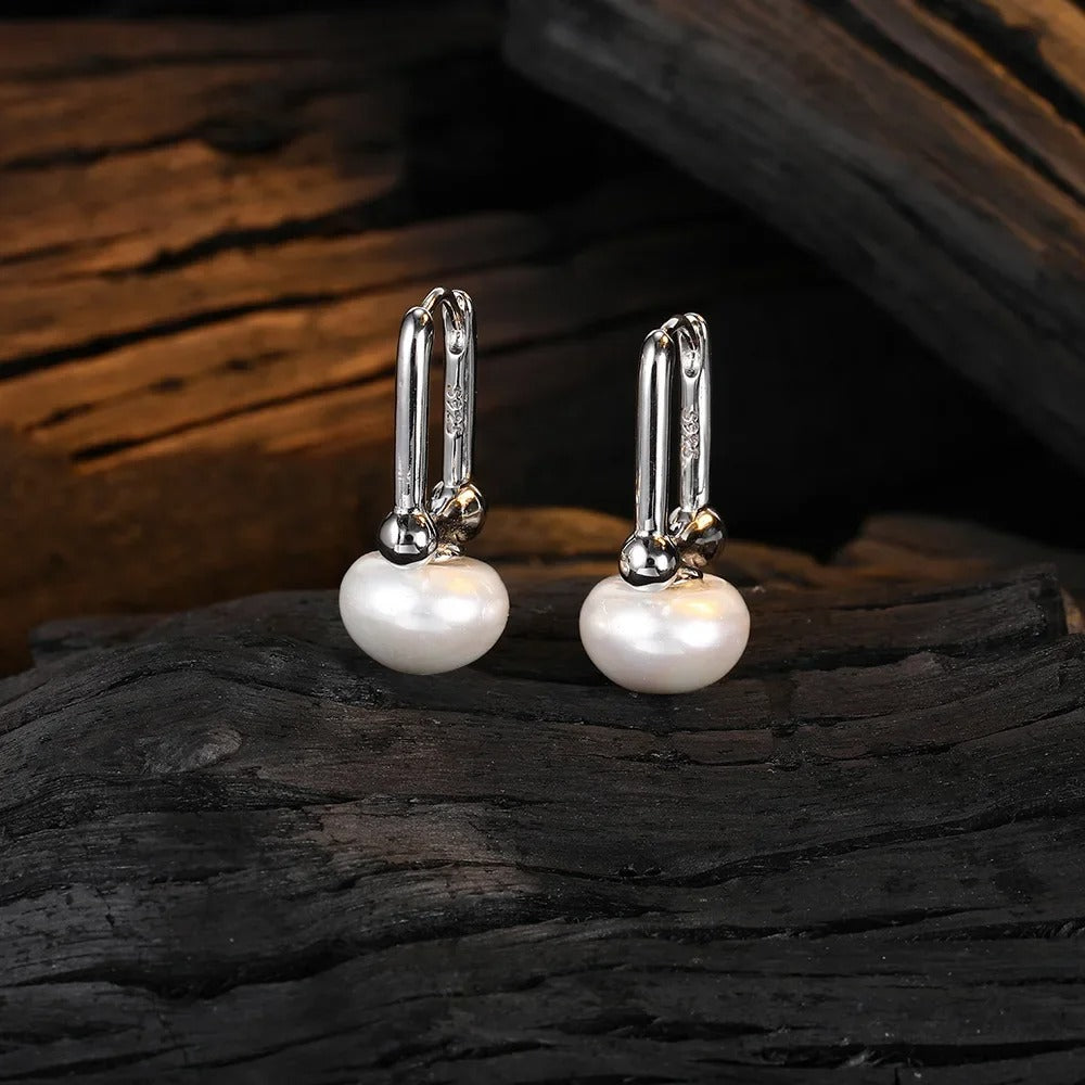 S925 Sterling Silver Cloud Pearl Earrings Exquisite Style Wavy Pattern Women's Earrings