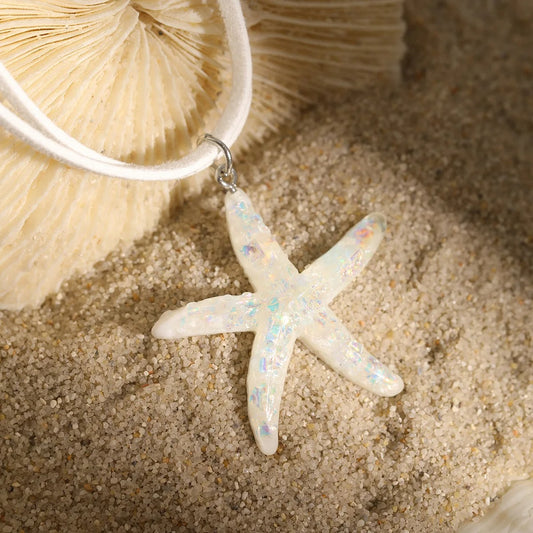 Multi layered Creative Rope Chain Fashion Beach Jewelry Gift Girl Boho White Blue Starfish Pendant With Necklace Women's
