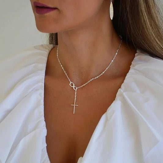 Cross Pendant Necklaces for Women Dainty 14K Silver Plated Easter Waterproof Necklace Simple Christian Faith Jewelry