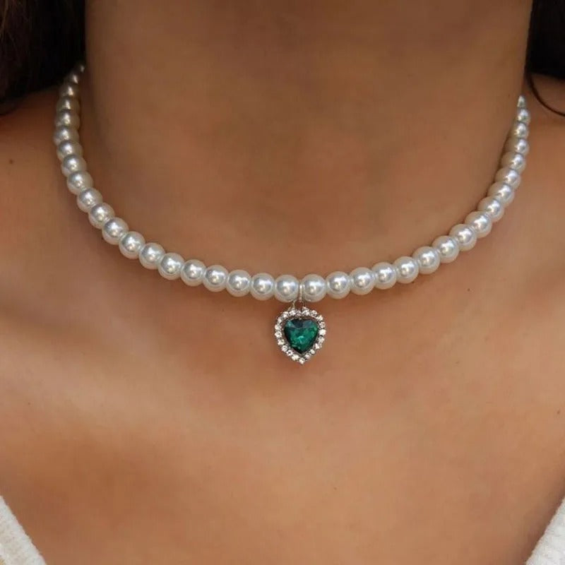 Elegant Jewelry Shell Heart Pendant Necklace Irregular Imitation Pearl Chain Unique Women Valentine's Fashion Necklace.