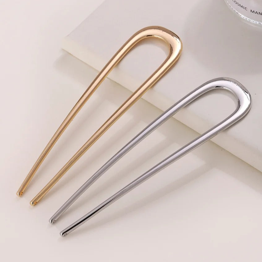 Elegant U-Shaped Metal Hairpin French Hair Stick Clip for Women’s Fashionable Hair Accessories ✨