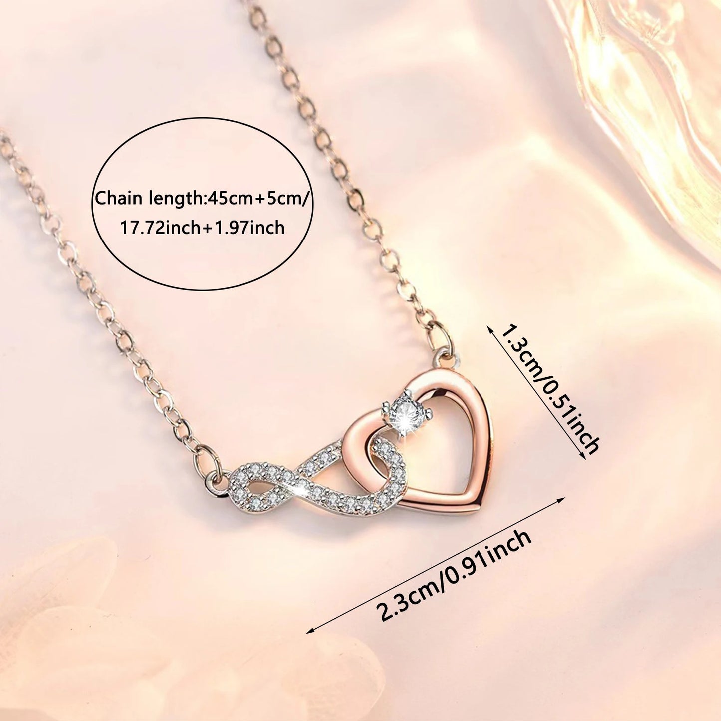 Elegant Infinity Heart Necklace – Romantic Jewelry Gift for Girlfriend with Card & Gift Box