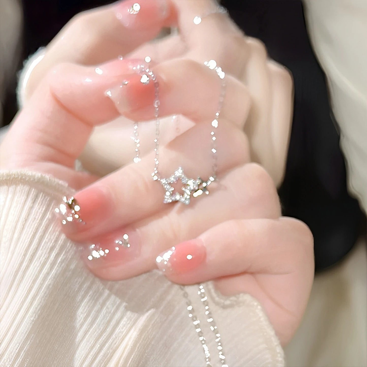 Y2K Girls Charms Necklace Silver Color Alloy Star Designs Clavicle Chain Trendy Minimalist Choker Neck Jewelry for Women