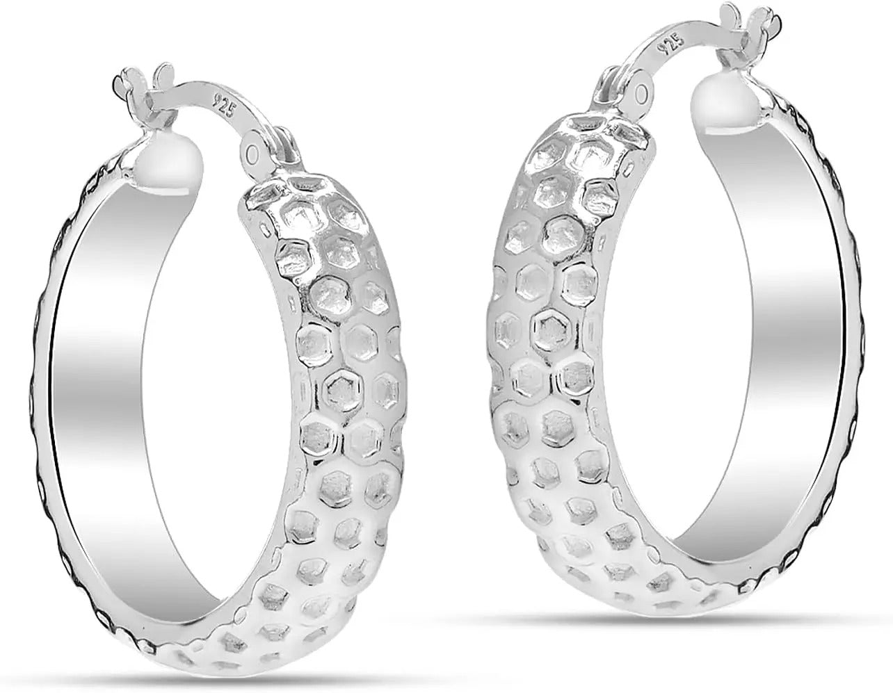 Women’s Rope Twisted Hoop Earrings 925 Silver Italian Design