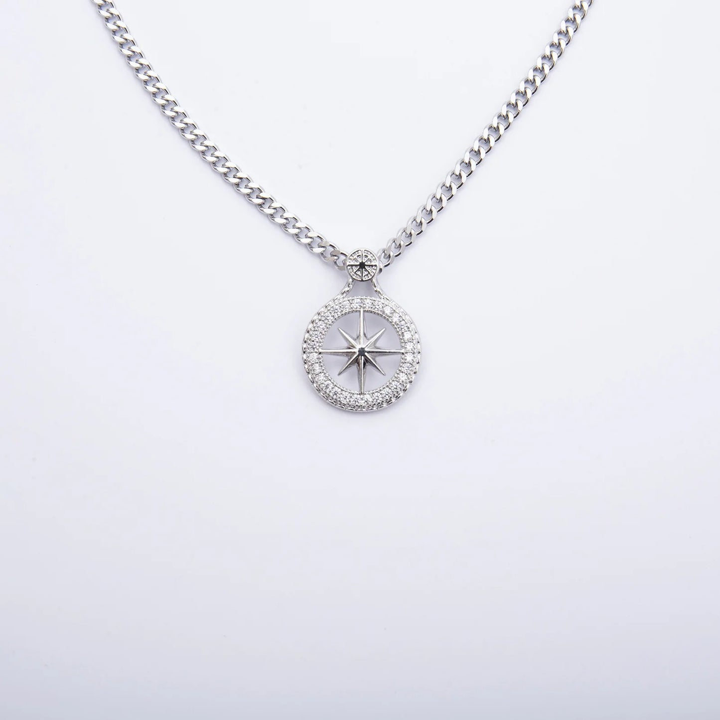 Gold Plated Titanium Steel Chain Compass Necklaces Hiphop Jewelry STAY Pendant Cubic Zirconia Necklace