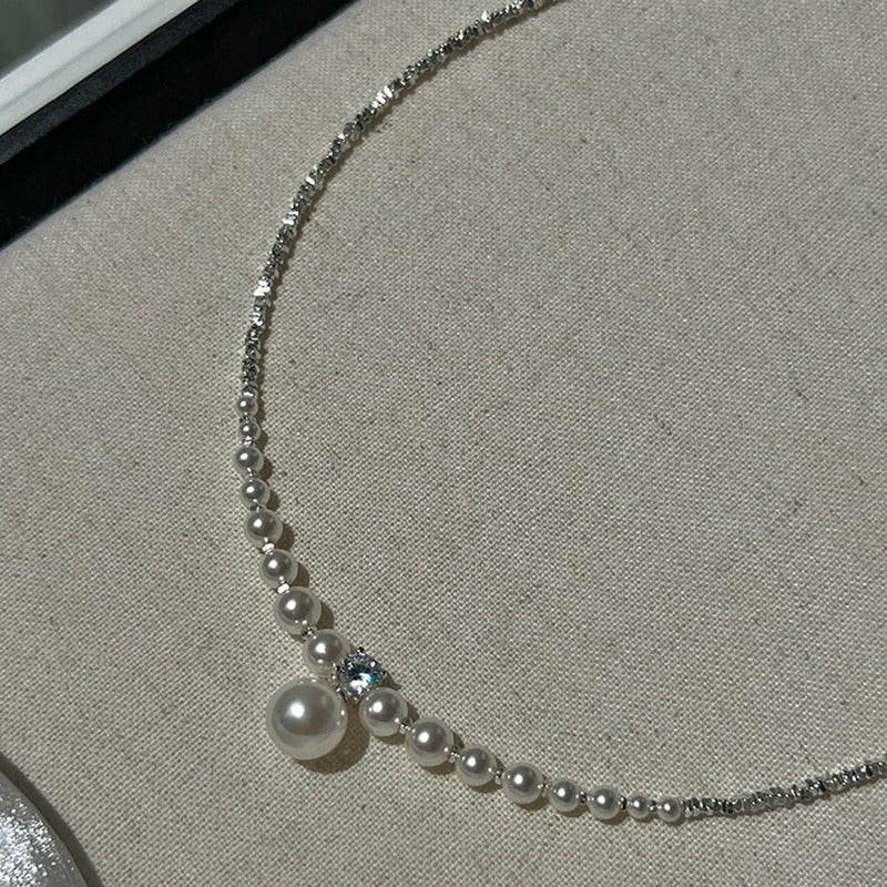 Silver Color Pearl Beaded Necklace For Women Creative Elegant Sexy Fashion Clavicle Chain Jewelry Accessories Gifts