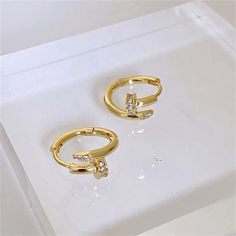 925 Silver Plated Zircon Round Hoop Earrings – Minimalist Shiny Jewelry for Women