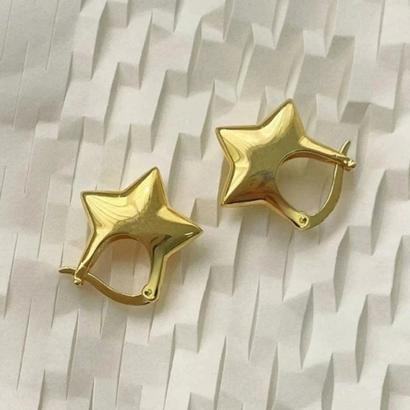 Minimalist Small Star Hoop Earrings For Women Gold Color Cute Tiny Ear Buckle Female Daily Party Jewelry