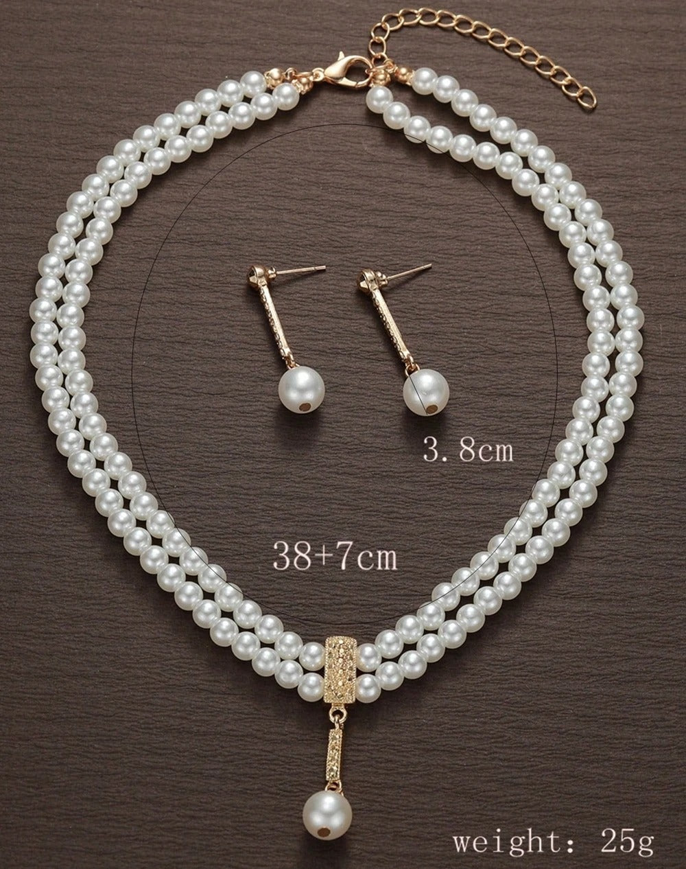 New Fashionable Bridal Jewelry Set Elegant Handmade Imitation Pearl Beaded Necklace And Earrings For Women Wedding Accessories