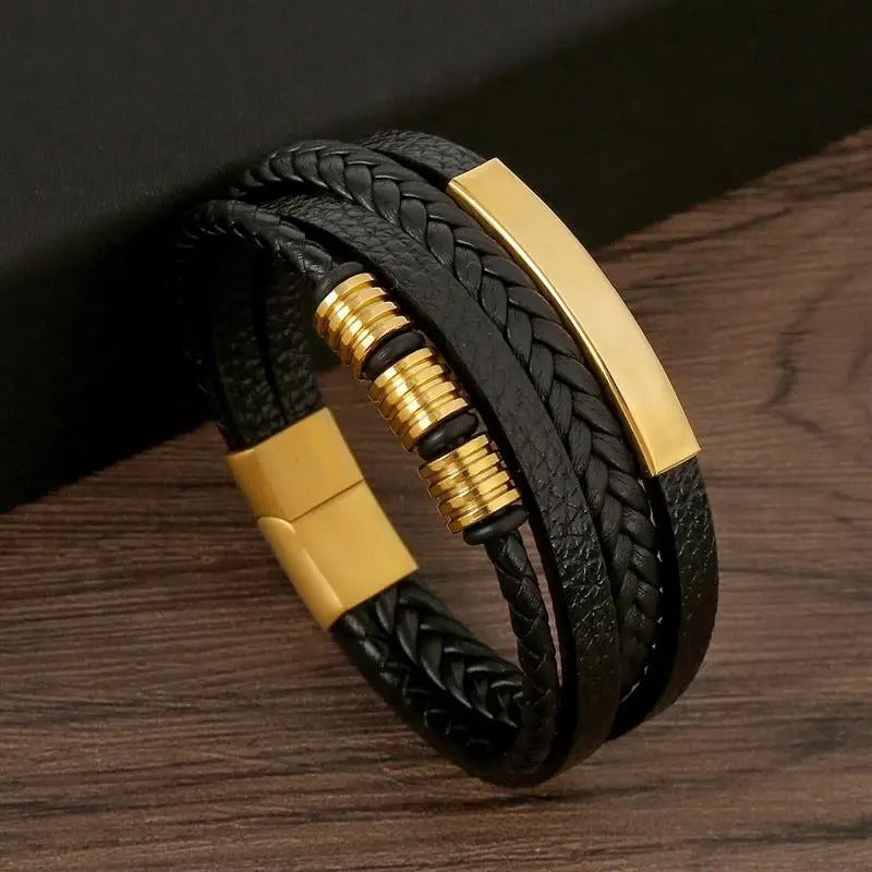 Classic Men's Leather Bracelet New Style Hand-woven Multi-layer Combination Accessory Fashion Jewelry