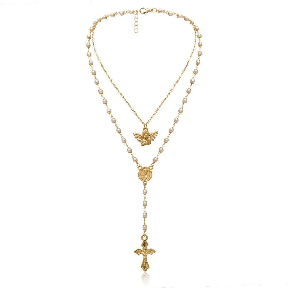 Rosary Coin Catholic Chokers Long Tassel Pendant Cross Jewelry Fashion Accessories Clavicle Chain Necklaces