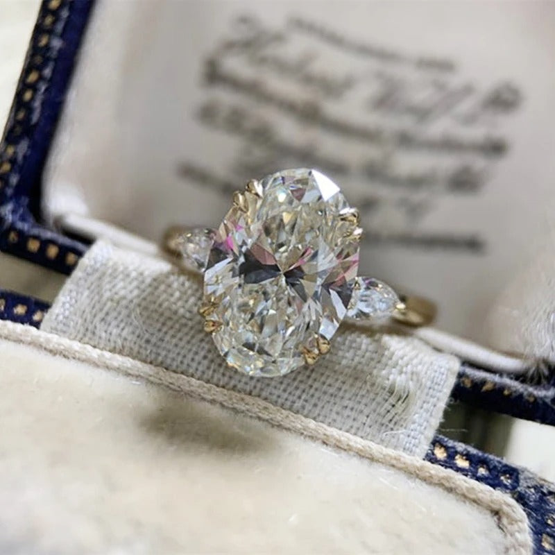 Simple Oval Cubic Zirconia Wedding Bands Women's Ring Luxury Gold Color Engagement Rings Bright Fashion Jewelry