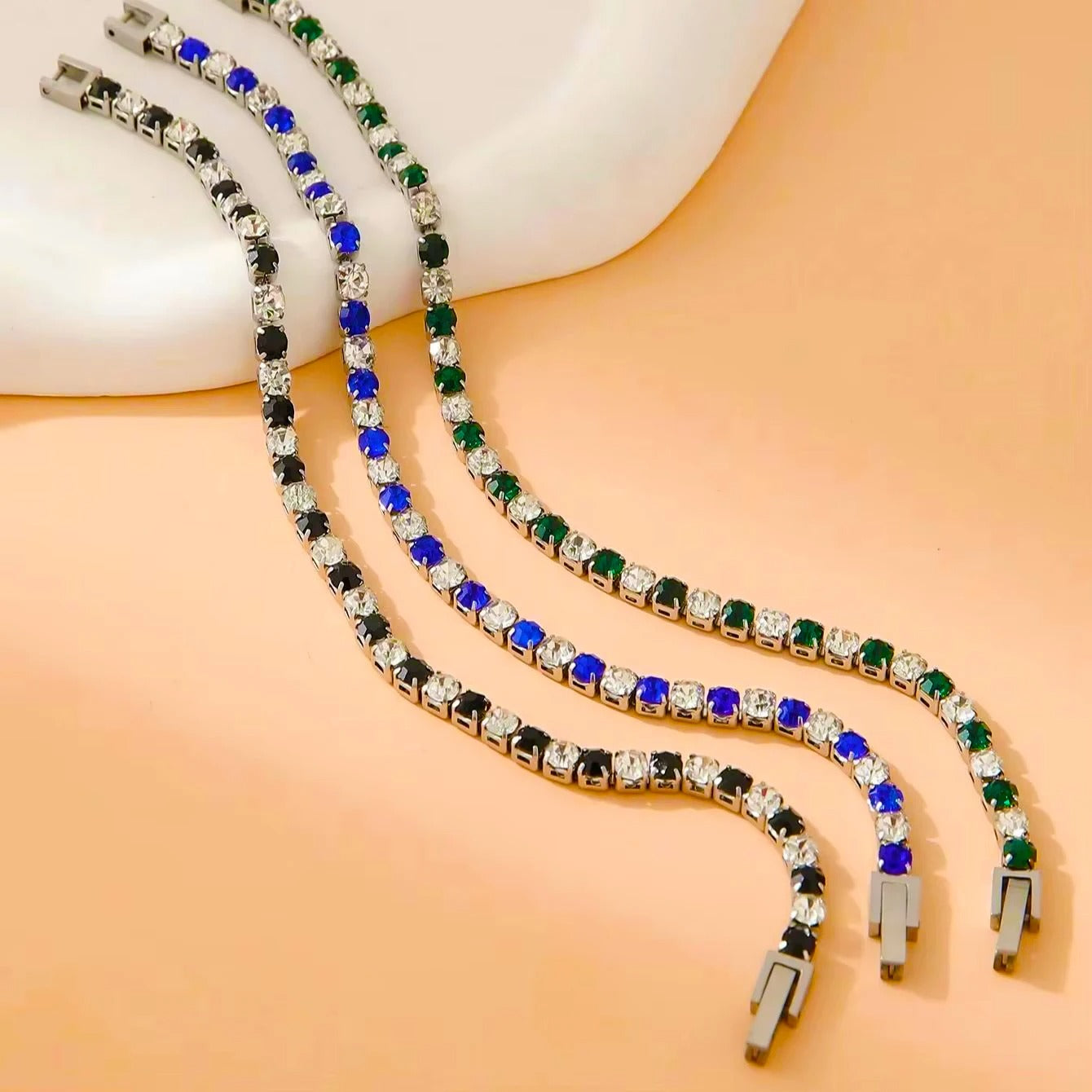 Cubic Zircon Tennis Bracelets For Women Stainless Steel Silver Color Dazzling Crystal Hand Chain Fashion Bracelet Jewelry Gifts