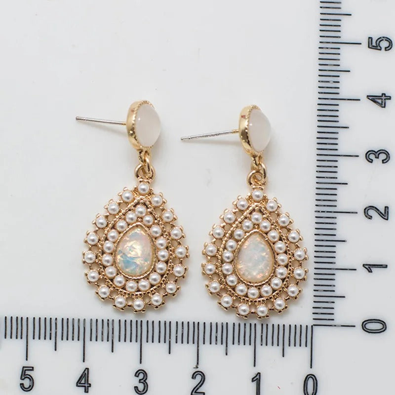 Vintage Palace Golden Pearl Hanging Earrings For Women Wedding Fine Drop Earrings Female Elegant Jewelry Gift