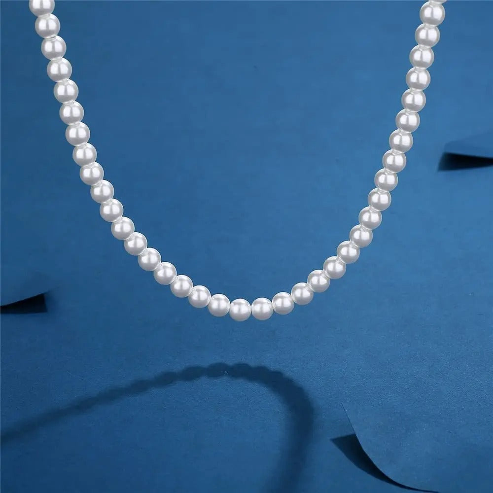 French Retro Pearl Chain Necklace For Women Simple Acrylic Ball Choker Fashion Party Jewelry Versatile Accessories