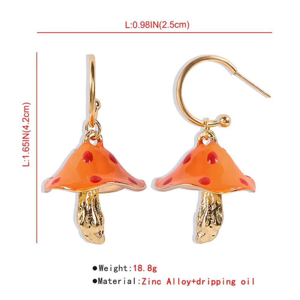 Colorful Mushroom Earrings Women Small Oil Drop Jewelry Gift