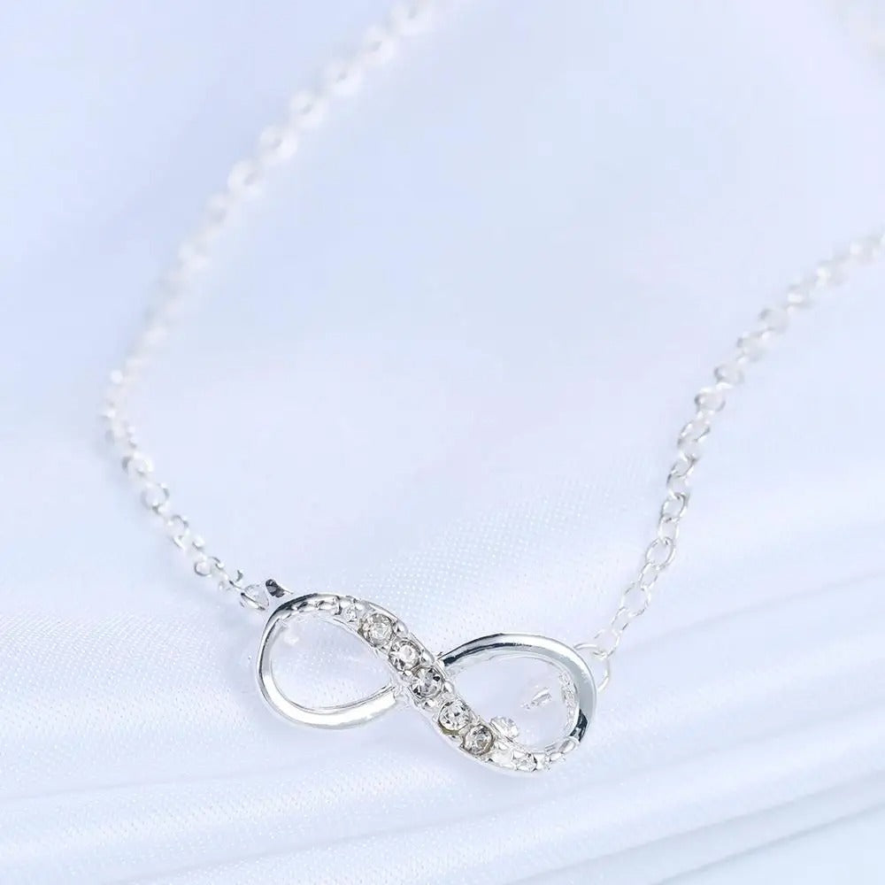 Rhinestone Infinity Pendant Necklaces for Women Crystal Luky Choker Necklace Men's Women's Jewelry