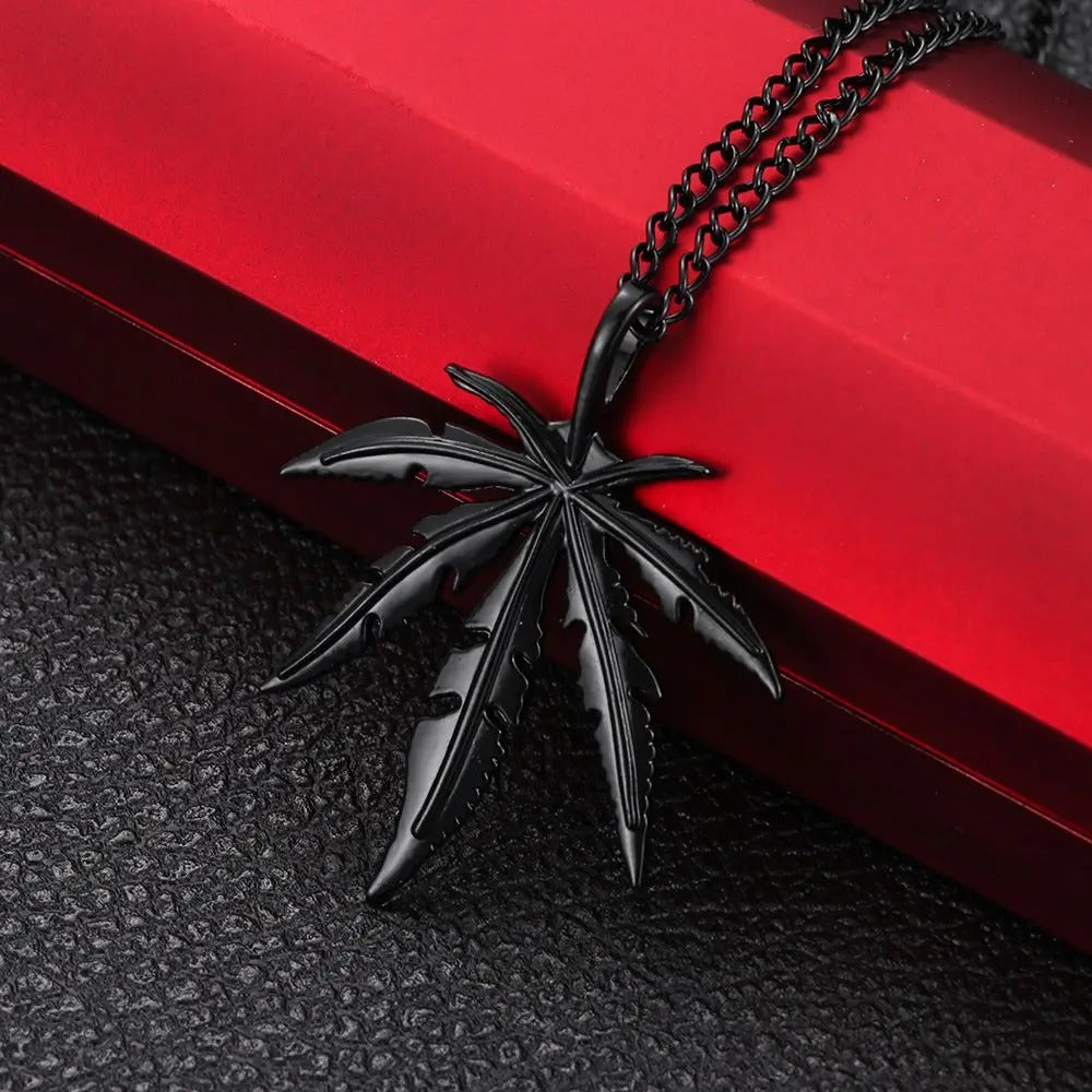 Maple Leaf Necklace Leaf Pendant Charm Chain Necklace Men Gift Jewelry Necklace Hip Hop Jewelry Gift