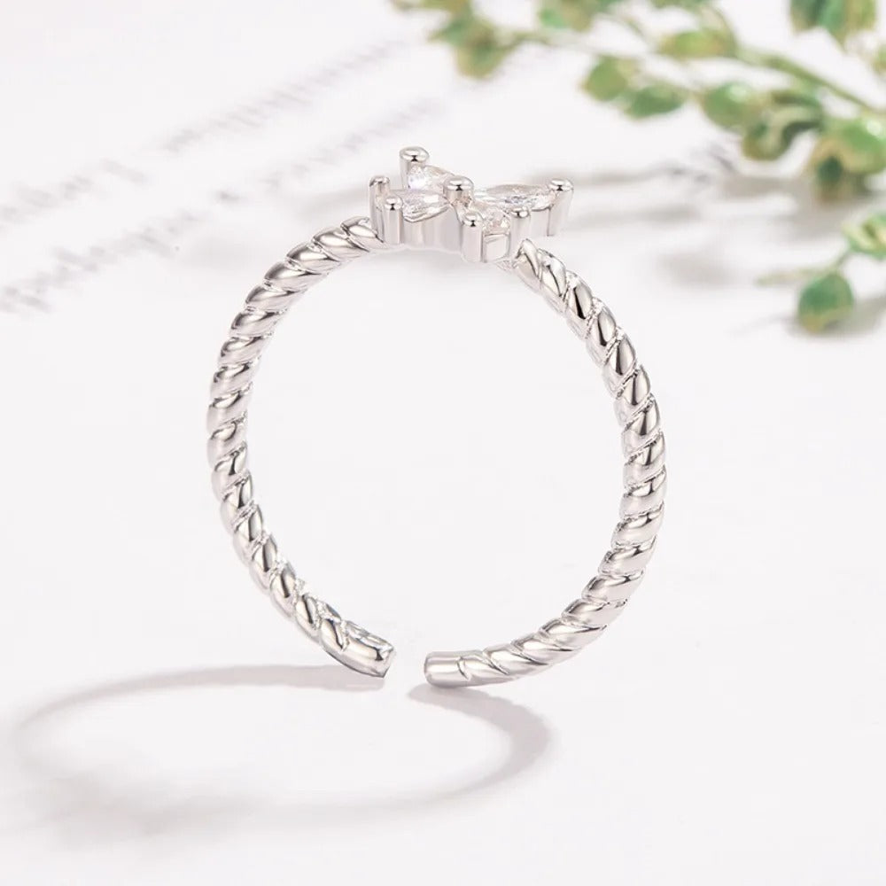 New Zircon Adjustable Butterfly Rings For Women Geometric Minimalist Wedding Ring Engagement Couple Jewelry Party Gift