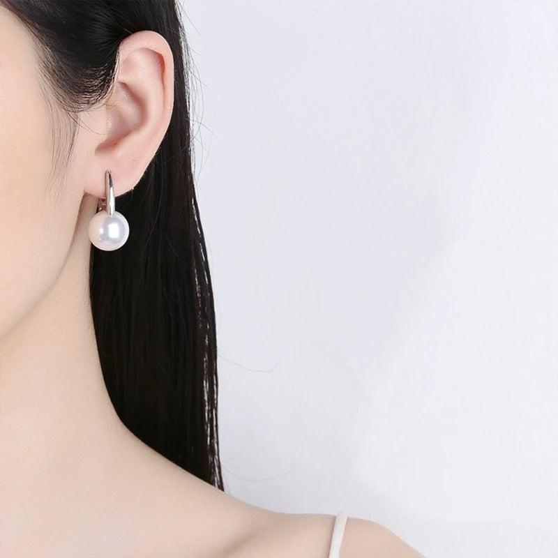 Gold Pearl Hoop Earrings – Minimalist Tiny Stud Hoops for Women, Elegant Wedding & Everyday Jewelry