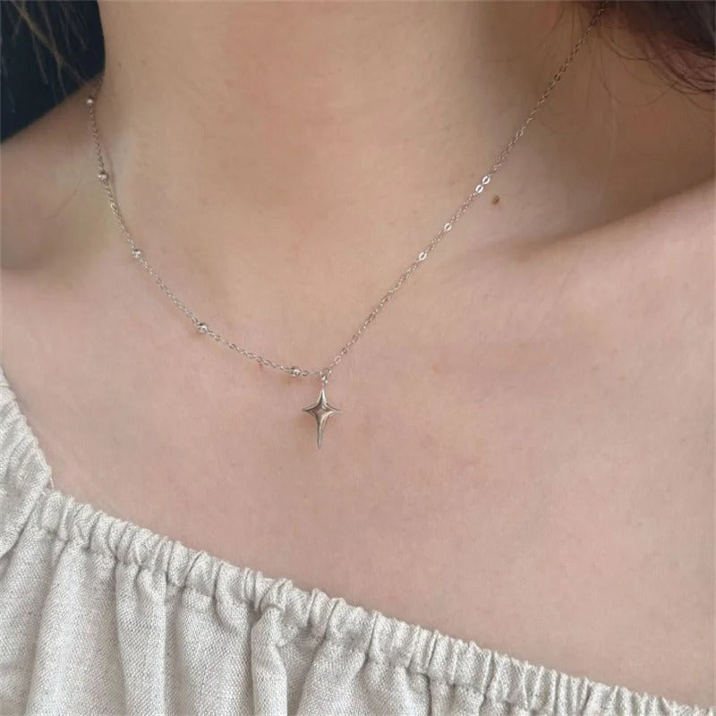 Versatile Four-Pointed Star Pendent Necklace Simple Star Clavicle Chain For Women Girls Trendy Fashion Necklace Jewelry Gifts