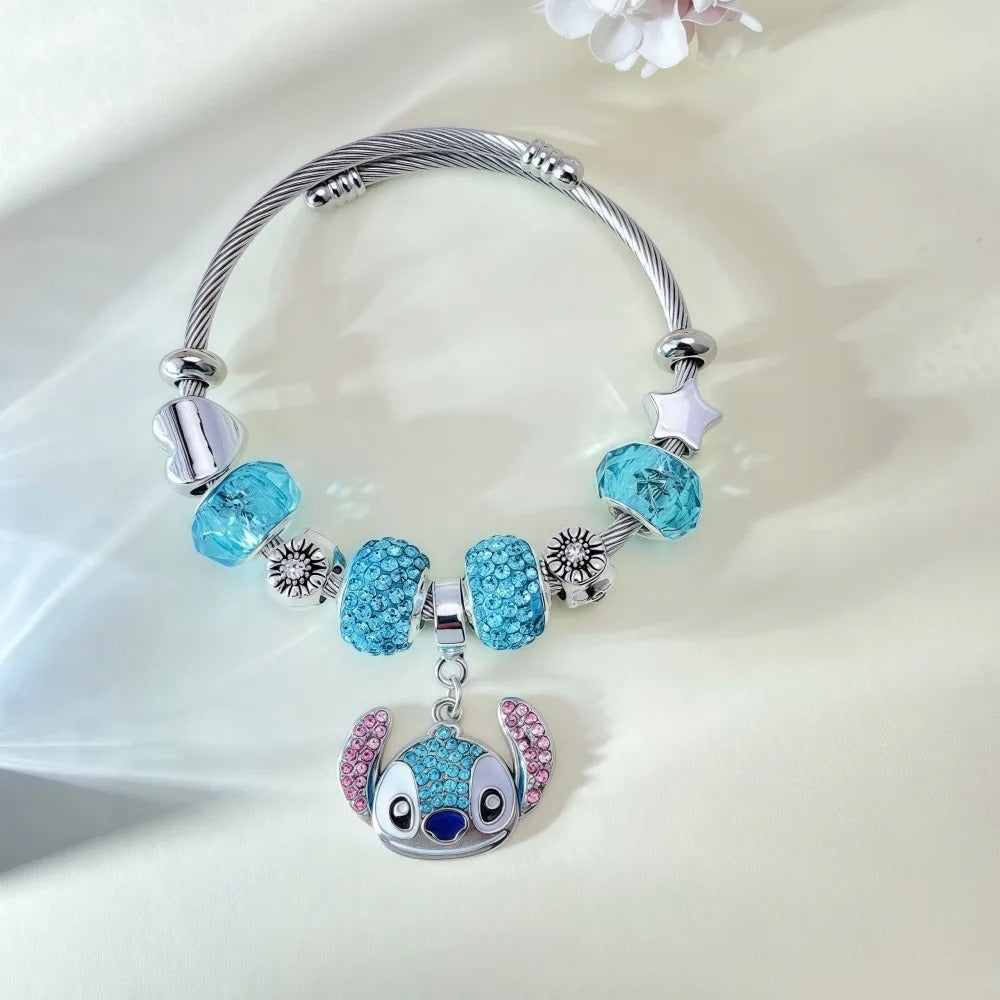 Cartoon Rhinestone Necklace And Bracelet Set Cute Fashion Jewelry for Women And Girls Ideal Gift for Fans Birthday