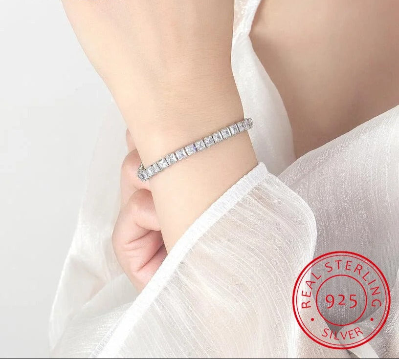 Women's Moissanite Tennis Bracelet 5mm Sterling Silver Diamond Jewelry
