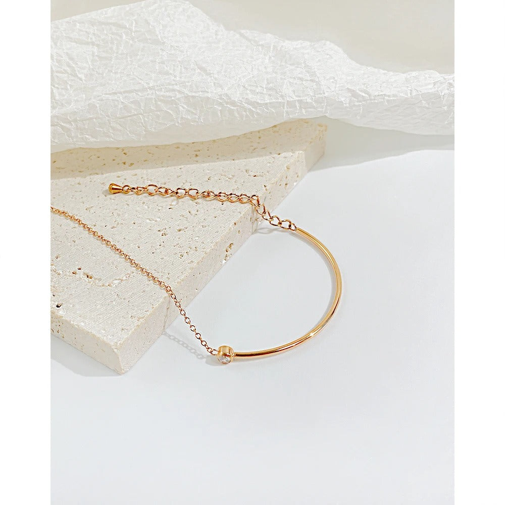 Rose Gold Stainless Steel Cubic Zirconia Bracelet for Women