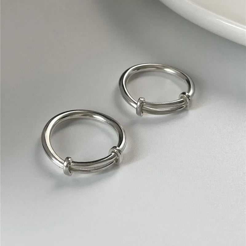 925 Silver Line Adjustable Ring For Women Fine Jewelry Minimalist Accessories