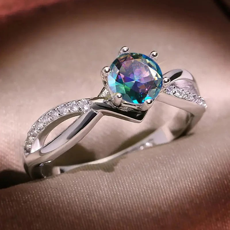 Trendy 6 Claws Zirconia Stone Rings for Women Fashion Silver Color Proposal Band Accessories Gorgeous Bridal Jewelry