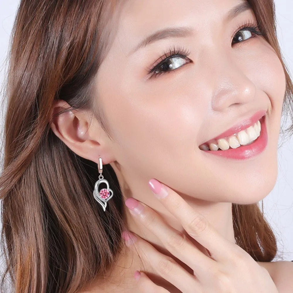Women’s Fashion Crystal Zircon Earrings Blue Pink White Purple
