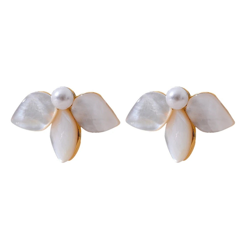 Mchic Thicker Natural Shell Flower Stud Earrings Trendy Unique Chic Daily Fashion Copper Jewelry for Women Gift Wholesale