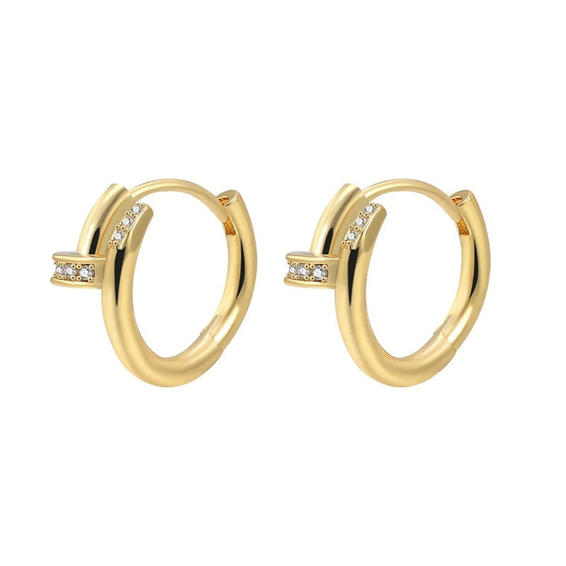 925 Silver Plated Zircon Round Hoop Earrings – Minimalist Shiny Jewelry for Women