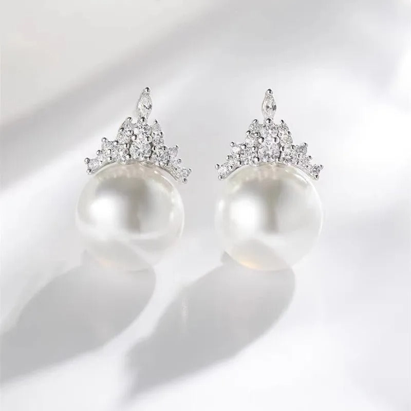 New 925 Sterling Silver Pearl Zircon Earrings for Women
