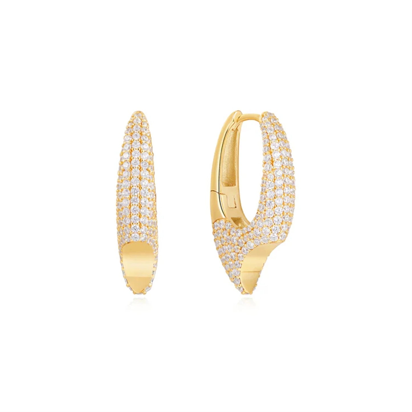 Trendy Big Hoop Earrings Sterling Silver CZ Zircon Women Gift