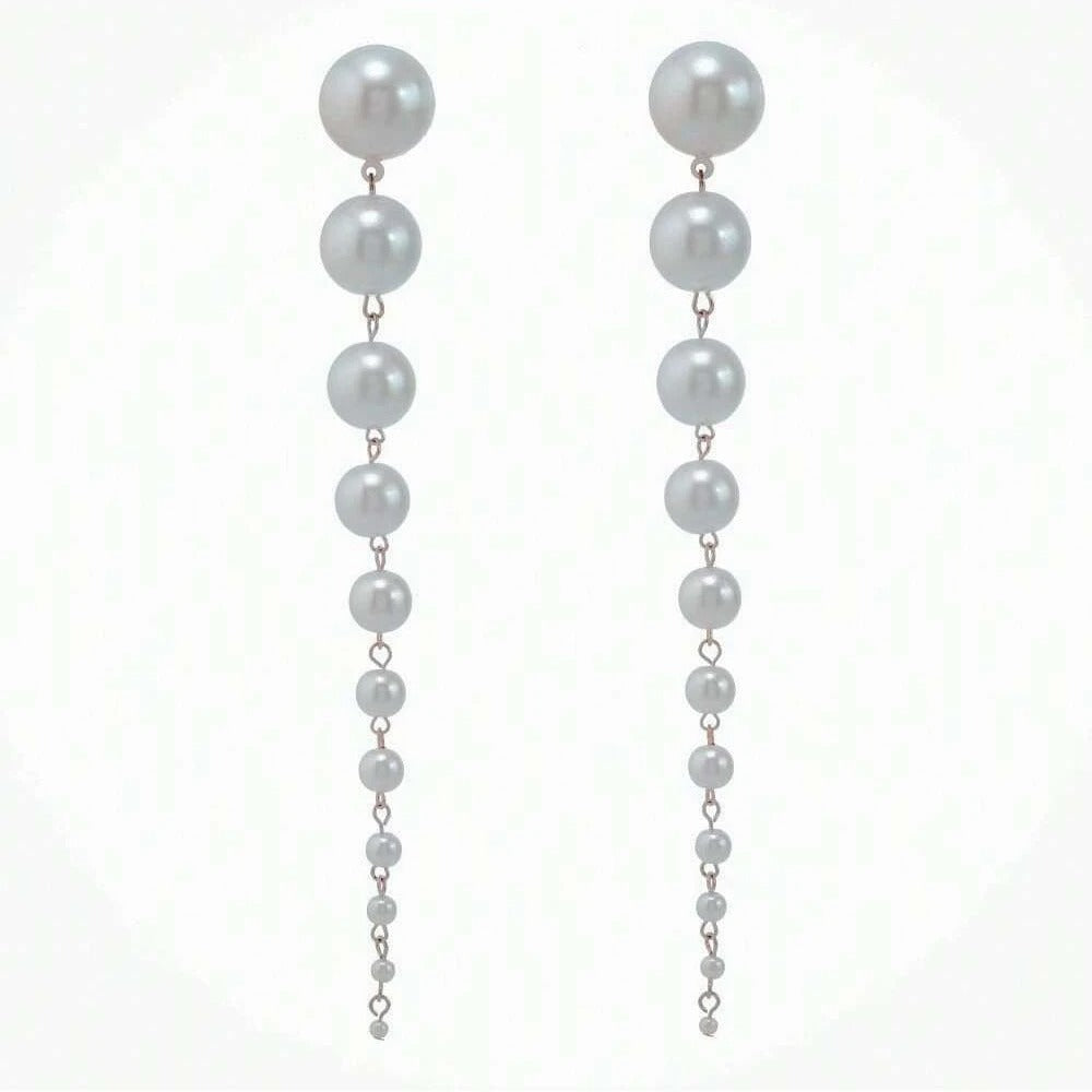 Long Dangling Earrings Women 2025 Trend Elegant Imitation Pearl Tassel Earrings Wedding Party Jewelry Accessories
