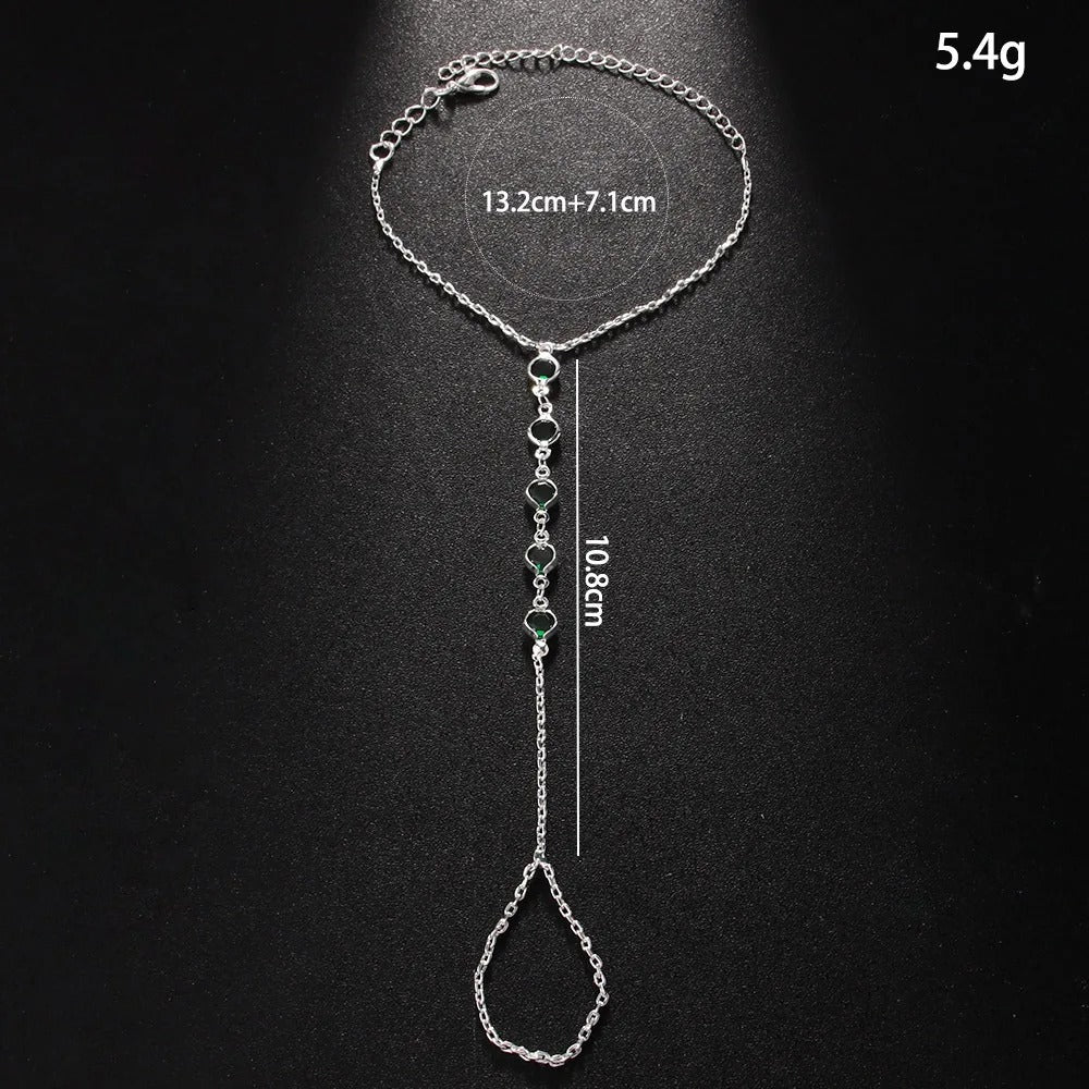 Trendy Stainless Steel Hand Chain Bracelet for Women Fashion Zircon Beads Link Ring Bracelet Waterproof Jewelry Wholesale