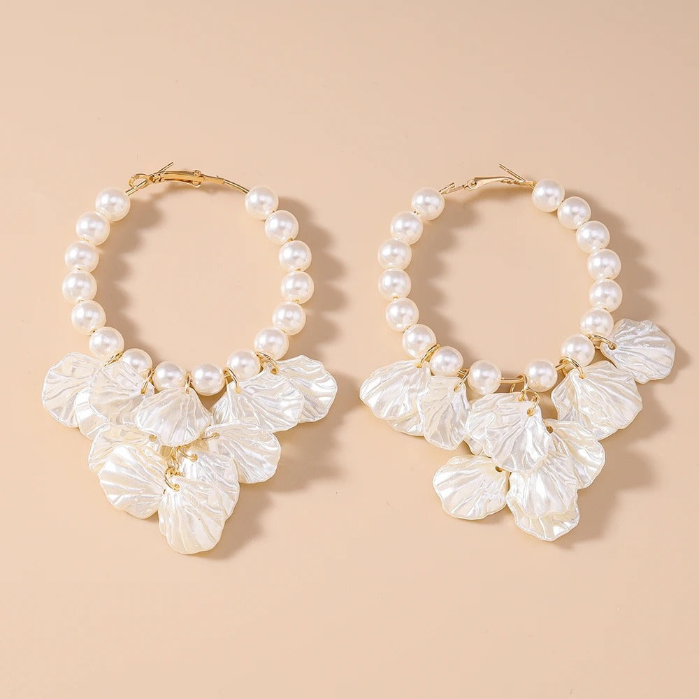 Fashion Summer Beach Pearl Shell Earrings for Women Girls Bohemia Hoop Earrings Party Holiday Jewelry Gifts
