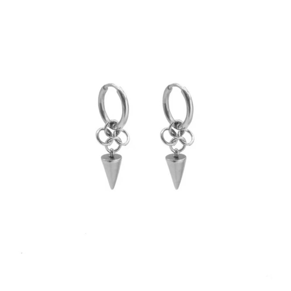 Handmade Stainless Steel Spike Drop Earrings Gothic Byzantine Women