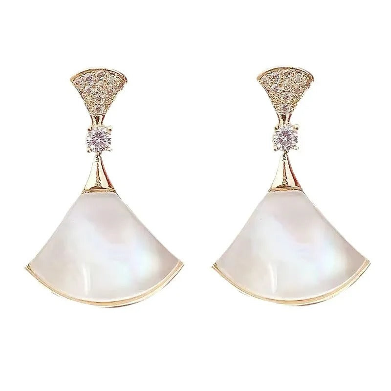 Trendy Fan Shaped Earrings Women Lightweight Elegant Luxury Jewelry