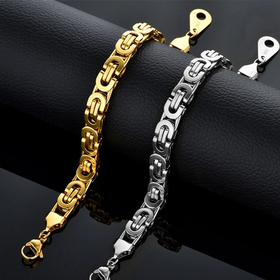 Stainless Steel 8mm Gold Bracelet for Men Hip Hop Jewelry Wristband