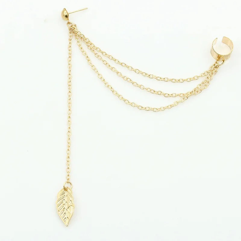 1pcs Earrings Jewelry Fashion Personality Metal Ear Clip Leaf Tassel Ear For Women Gift Pendientes Ear Cuff Caught In Cuffs