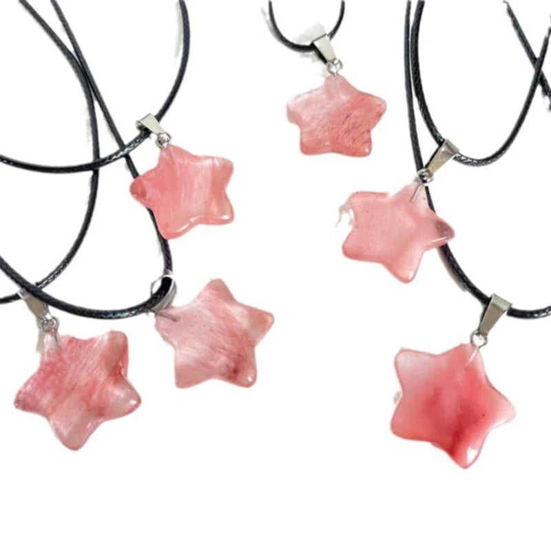 Pentagram Star Crystal Pendant Necklace Sacred Healing Gemstone Natural Stone Pendant for Women Girls Necklace Crystal Healing