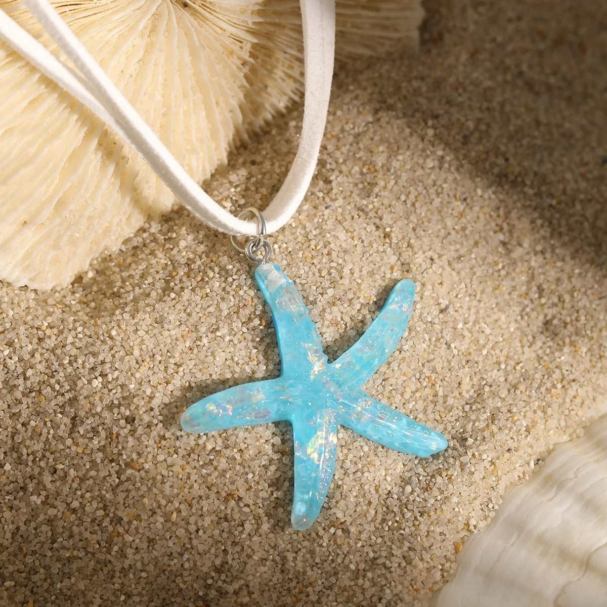 Multi layered Creative Rope Chain Fashion Beach Jewelry Gift Girl Boho White Blue Starfish Pendant With Necklace Women's